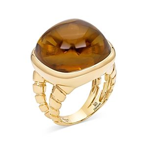 Marina B 18K Yellow Gold Tigella Cognac Quartz Statement Ring- 4280697
