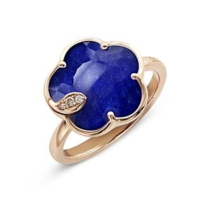 Pasquale Bruni 18K Rose Gold Petit Joli Lapis Lazuli Doublet & White and Champagne Diamond Flower Ring- 4682934