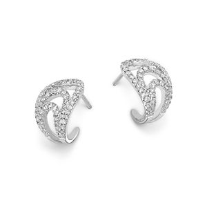 Bloomingdale's Diamond Openwork Huggie Hoop Earrings in 14K White Gold, 0.58 ct. t.w.- 4835132