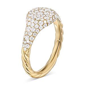 David Yurman Petite Pave Pinky Ring in 18K Yellow Gold with Diamonds- 4726309