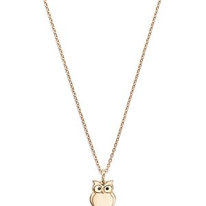 Moon & Meadow 14K Yellow Gold Blue Sapphire Owl Pendant Necklace, 16-18- 4853252