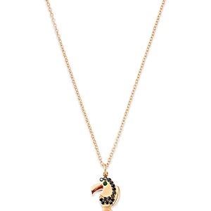Moon & Meadow 14K Yellow Gold Black Diamond & Tsavorite Toucan Pendant Necklace, 16-18- 4853253