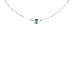 Miseno Jewelry 18K White Gold Procida Emerald & Diamond Cylindrical Pendant Necklace, 16-18- 4854234