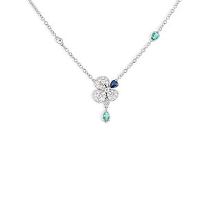 Miseno Jewelry 18K White Gold Ischia Blue Sapphire, Emerald, & Diamond Flower Pendant Necklace, 18- 4854232