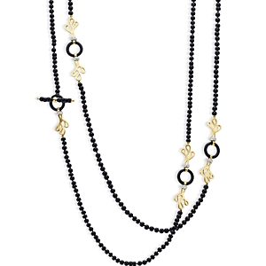 Miseno Jewelry 18K Yellow Gold Sea Leaf Onyx & Diamond Long Statement Necklace, 37- 4854233