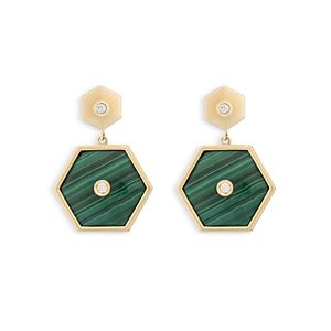 Miseno Jewelry 18K Yellow Gold Baia Malachite & Diamond Geometric Drop Earrings- 4854238