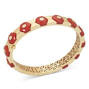 Miseno Jewelry 18K Yellow Gold Baia Coral & Diamond Bangle Bracelet- 4854230