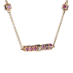 Miseno Jewelry 18K Rose Gold Faro Multicolor Sapphire & Diamond Moveable Bar Necklace, 16-18- 4854231