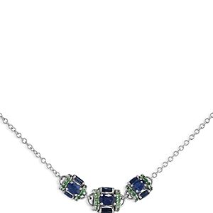 Miseno Jewelry 18K White Gold Procida Blue Sapphire & Tsavorite Three Element Pendant Necklace, 14-16- 4854313