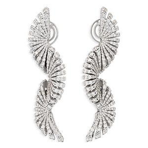 Miseno Jewelry 18K White Gold Raggi Diamond Wavy Drop Earrings- 4854319