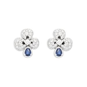 Miseno Jewelry 18K White Gold Ischia Blue Sapphire & Diamond Flower Stud Earrings- 4854241