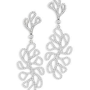 Miseno Jewelry 18K White Gold Sea Leaf Diamond Openwork Drop Earrings- 4854322
