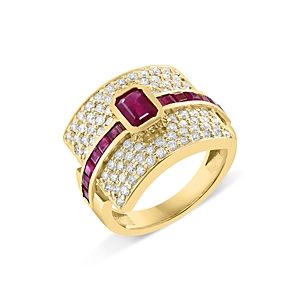 Bloomingdale's Ruby & Diamond Statement Ring in 14K Yellow Gold- 4841835