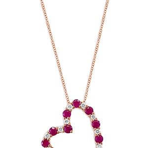 Bloomingdale's Ruby & Diamond Heart Pendant Necklace in 14K Rose Gold, 18- 4841852