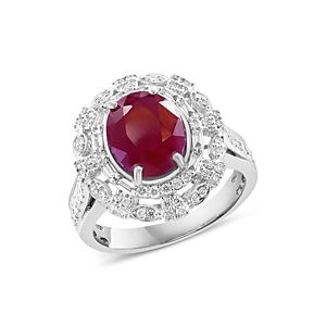 Bloomingdale's Ruby & Diamond Halo Statement Ring in 14K White Gold- 4841845