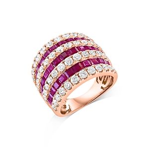 Bloomingdale's Ruby & Diamond Multi Row Ring in 14K Rose Gold- 4841842