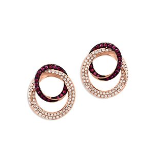 Bloomingdale's Ruby & Diamond Interlocking Circle Earrings in 14K Rose Gold- 4841837