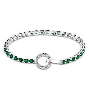 Bloomingdale's Emerald & Diamond Toggle Tennis Bracelet in 14K White Gold- 4815720