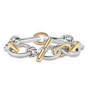 David Yurman 18K Yellow Gold & Sterling Silver Mercer Diamond Link Bracelet- 4726336
