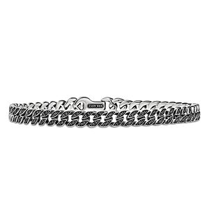 David Yurman Men's Sterling Silver Chain Black Diamond Pave Curb Link Bracelet- 4726406