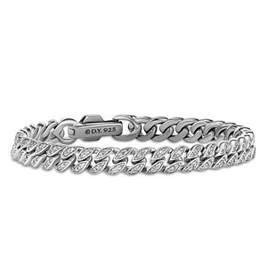 David Yurman Sterling Silver Chain Diamond Pave Curb Link Bracelet- 4726338
