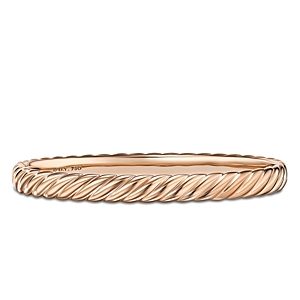 David Yurman 18K Rose Gold Sculpted Cable Twist Bangle Bracelet- 4726277