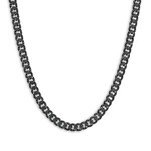 David Yurman Men's Sterling Silver Chain Black Diamond Pave Curb Link Necklace, 22- 4726408