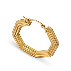 Bloomingdale's Ridged Octagon Medium Hoop Earrings in 14K Yellow Gold- 4851723