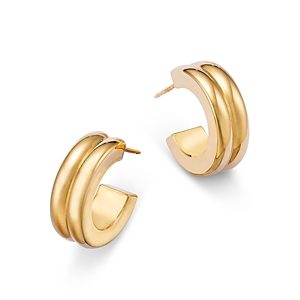 Bloomingdale's Polished Double Square Edge Huggie Hoop Earrings in 14K Yellow Gold- 4851719