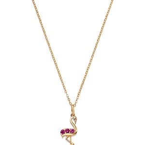 Moon & Meadow 14K Yellow Gold Pink Sapphire & Diamond Flamingo Pendant Necklace, 16-20- 4854163