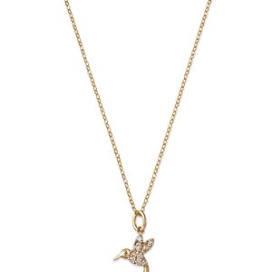 Moon & Meadow 14K Yellow Gold Diamond Hummingbird Pendant Necklace, 16-20- 4854164