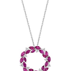 Bloomingdale's Ruby and Diamond Circle Pendant Necklace in 14K White Gold- 4841853