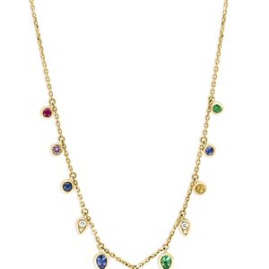 Bloomingdale's Rainbow Sapphire & Diamond Bezel Necklace in 14K Yellow Gold, 18- 4841824