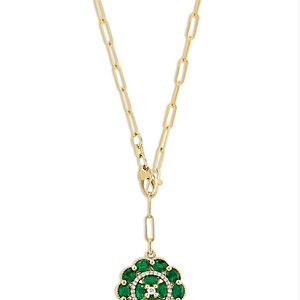 Bloomingdale's Emerald & Diamond Medallion Pendant Necklace in 14K Yellow Gold, 18- 4841850