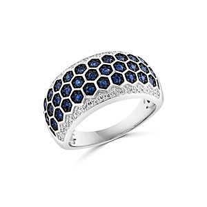 Bloomingdale's Blue Sapphire & Diamond Geometric Ring in 14K White Gold- 4841847