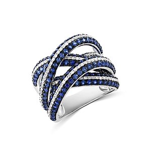 Bloomingdale's Blue Sapphire & Diamond Crossover Ring in 14K White Gold- 4841846