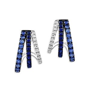 Bloomingdale's Sapphire & Diamond Graduated J Hoop Earrings in 14K White Gold- 4841840