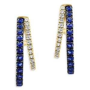 Bloomingdale's Sapphire & Diamond Graduated J Hoop Earrings in 14K Yellow Gold- 4841839