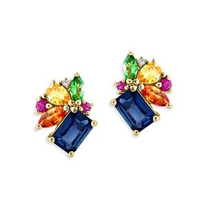 Bloomingdale's Rainbow Sapphire Cluster Stud Earrings in 14K Yellow Gold- 4841813