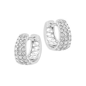 Bloomingdale's Pave Diamond Huggie Hoop Earrings in 14K White Gold, 1.10 ct. t.w.- 4841817
