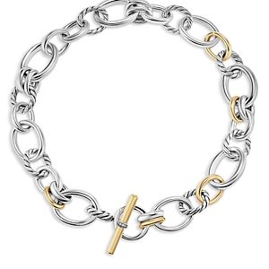 David Yurman Dy Mercer Necklace in Sterling Silver with 18K Yellow Gold and Pave Diamonds, 19- 4726351