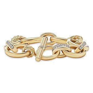 David Yurman 18K Yellow Gold Mercer Diamond Pave Chain Link Bracelet- 4726272