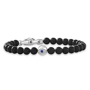 David Yurman Spiritual Beads Evil Eye Bracelet in Sterling Silver with Black Onyx and Sapphire- 4726407