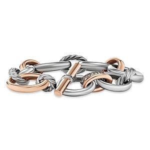 David Yurman 18K Rose Gold & Sterling Silver Mercer Cognac Diamond Pave Link Bracelet- 4726339