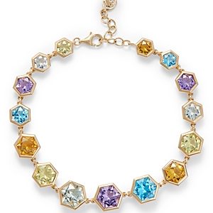 Bloomingdale's Multi Gemstone Hexagon Bracelet in 14K Yellow Gold- 4863595