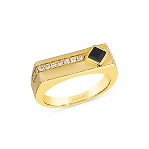 Bloomingdale's Men's Onyx & Champagne Diamond Ring in 14K Yellow Gold- 4860895