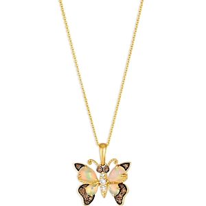 Bloomingdale's Opal, Brown & Champagne Diamond Butterfly Pendant Necklace in 14K Yellow Gold, 20- 4860883