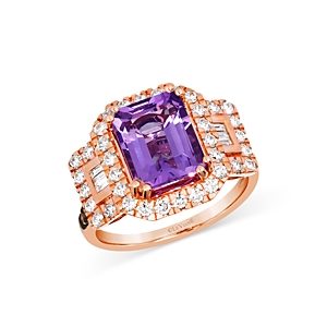 Bloomingdale's Amethyst, Brown & White Diamond Statement Ring in 14K Rose Gold- 4860880