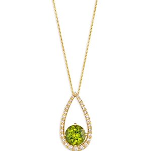 Bloomingdale's Peridot & Champagne Diamond Pendant Necklace in 14K Yellow Gold, 20- 4860881