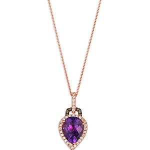 Bloomingdale's Amethyst, Brown & Champagne Diamond Pendant Necklace in 14K Rose Gold, 20- 4860886